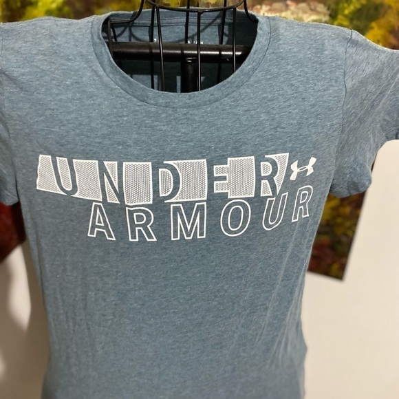 Under Armour size small blue green short sleeve tee with white graphics soft - Picture 3 of 6